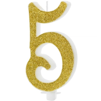 Number Candle Modern - 5 - Gold